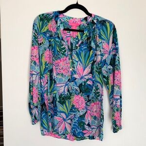 Lilly Pulitzer Women's Elsa Top Onyx You Me and Giraffee Size Small